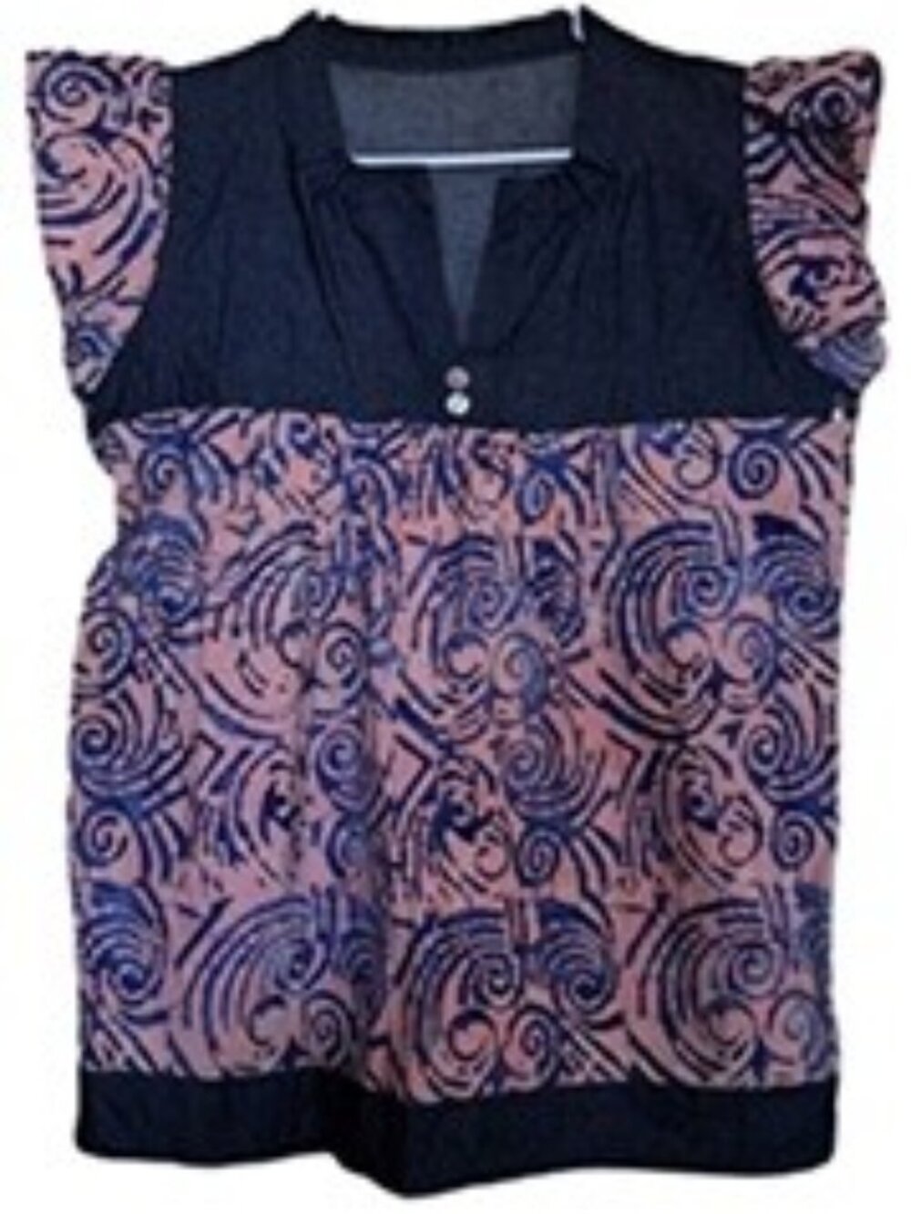 NWOT Batik Denim Swirl Top Blouse 6